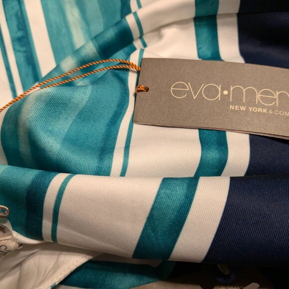 Eva Mendes for New York & Co. NWT Blue/Green/White Striped Event or Office Dress - Picture 7 of 8